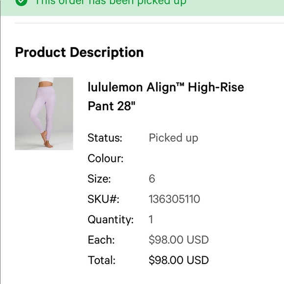 Lululemon Lavender Dew Align Leggings Size 6 - Picture 4 of 4